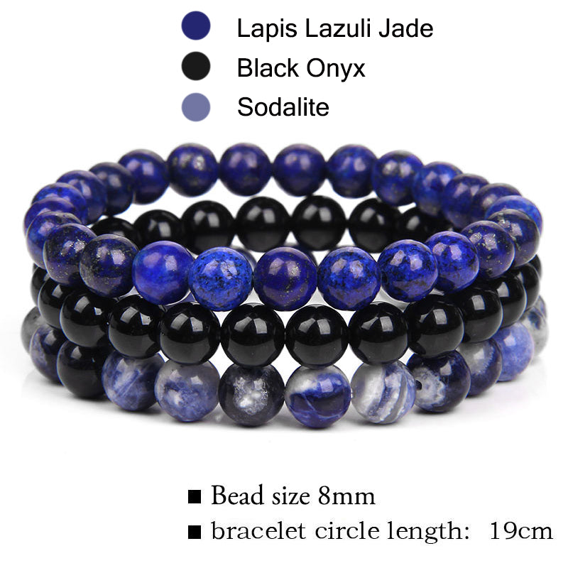 Three-pack of Natural Stone 8mm Beaded Bracelets
