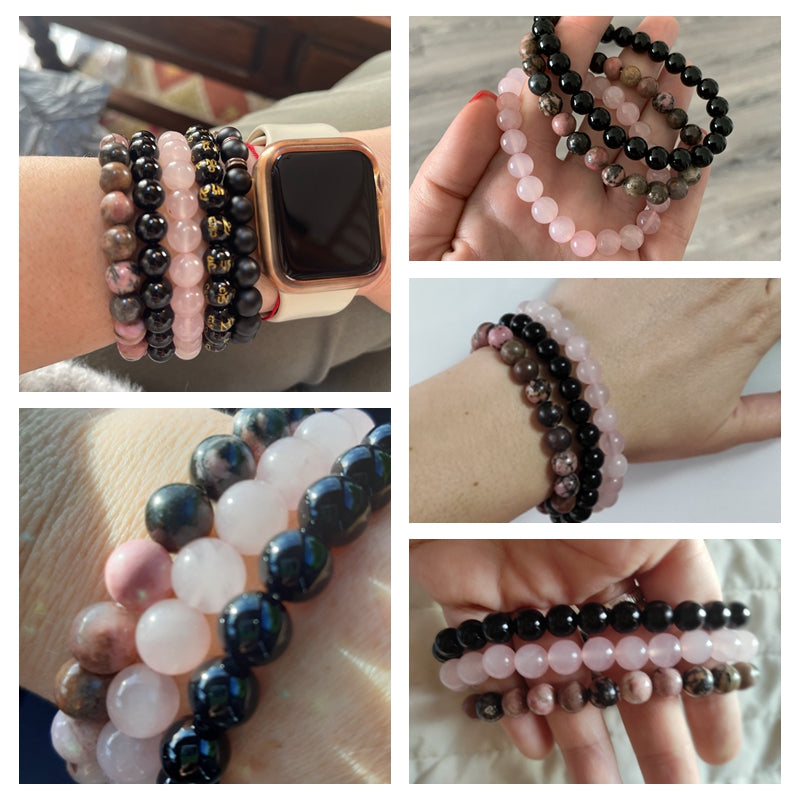 Three-pack of Natural Stone 8mm Beaded Bracelets