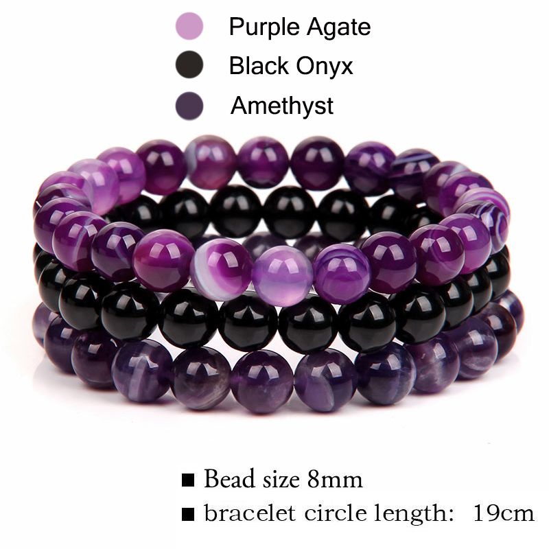 Three-pack of Natural Stone 8mm Beaded Bracelets