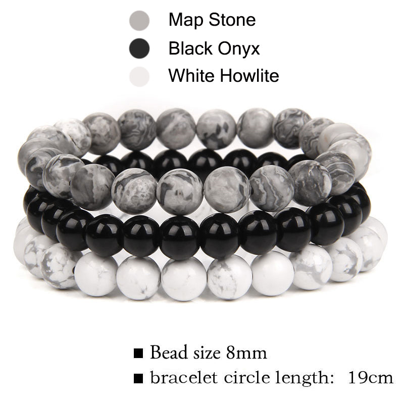Three-pack of Natural Stone 8mm Beaded Bracelets