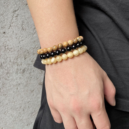 Three-pack of Natural Stone 8mm Beaded Bracelets