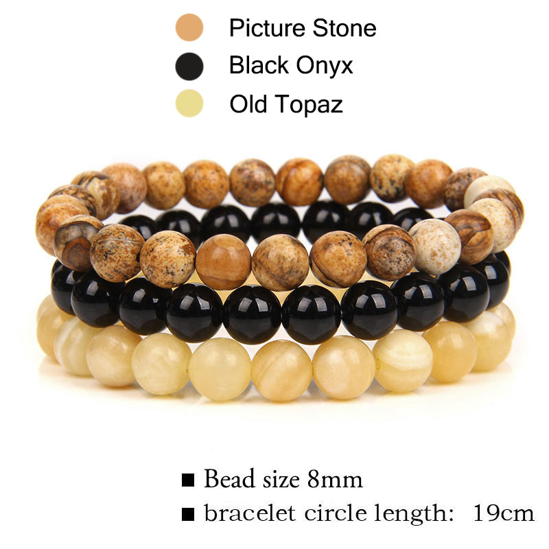 Three-pack of Natural Stone 8mm Beaded Bracelets