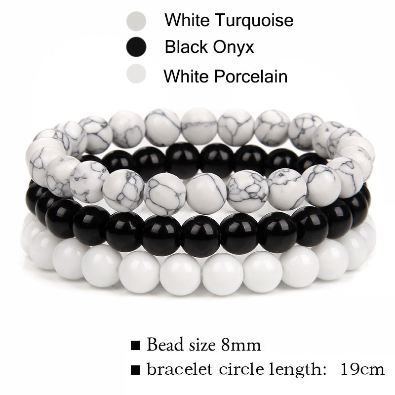 Three-pack of Natural Stone 8mm Beaded Bracelets