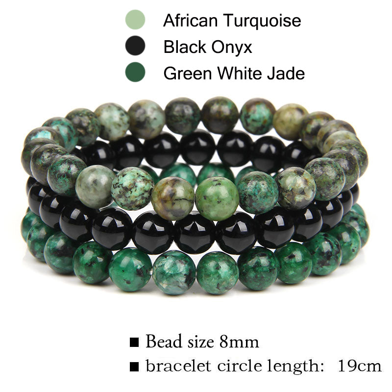 Three-pack of Natural Stone 8mm Beaded Bracelets