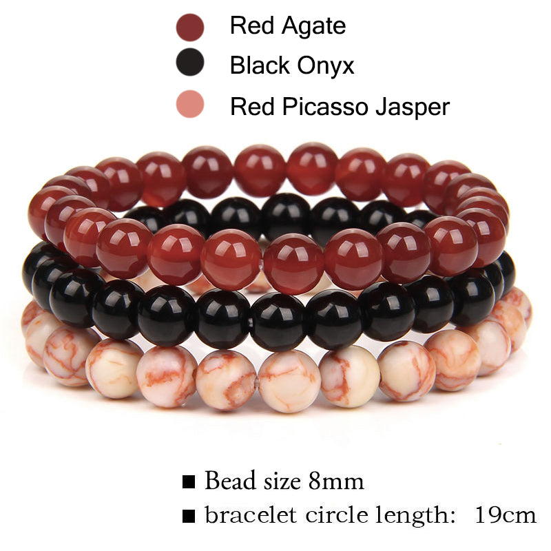 Three-pack of Natural Stone 8mm Beaded Bracelets